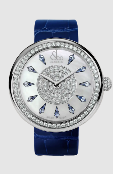 Review Jacob & Co brilliant ICY BLUE SAPPHIRES IN STAINLESS STEEL BQ020.10.RO.KG.A Replica watch